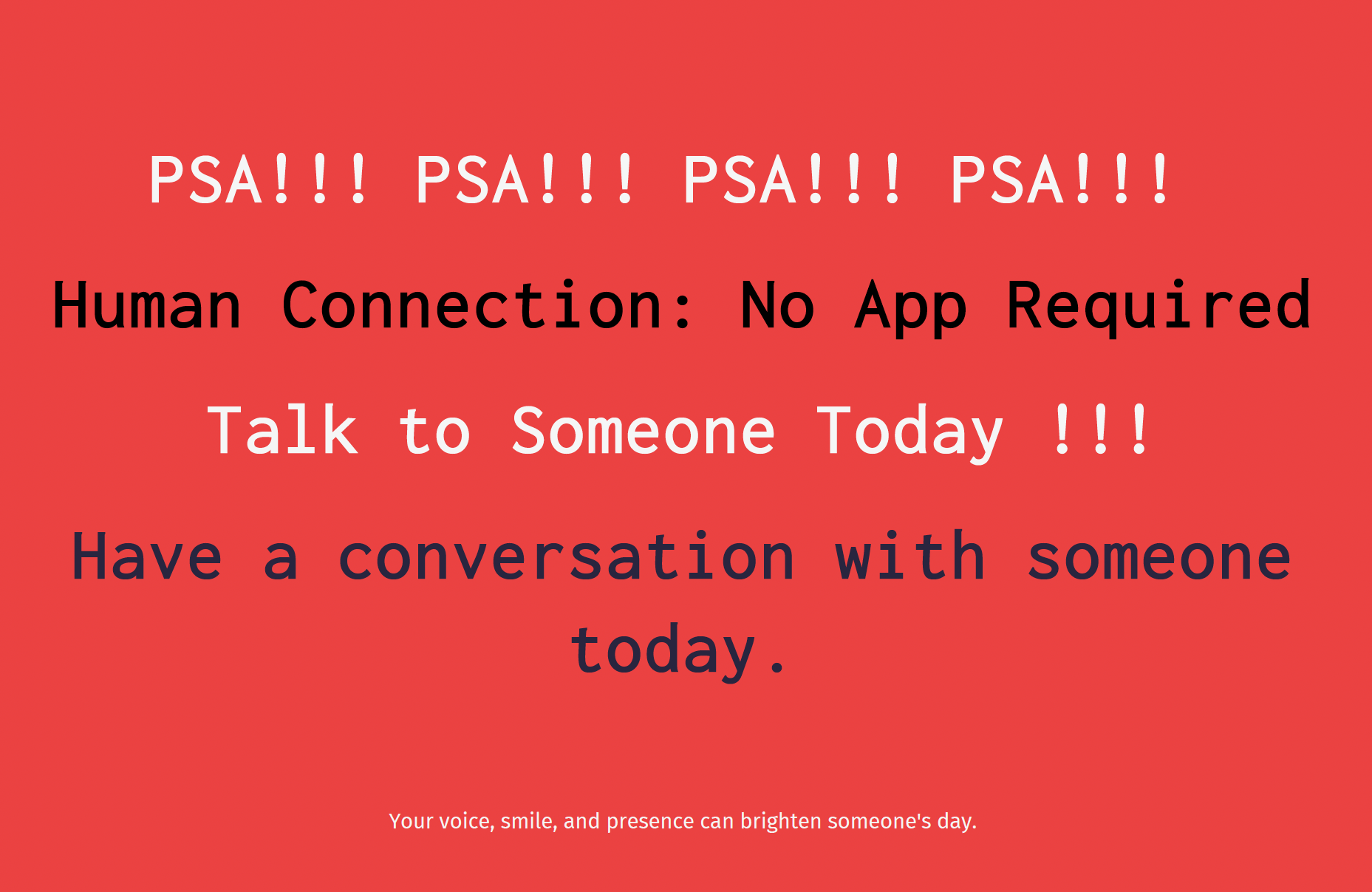 Knod flyer: Human Connection, No App Required. Talk to someone today.